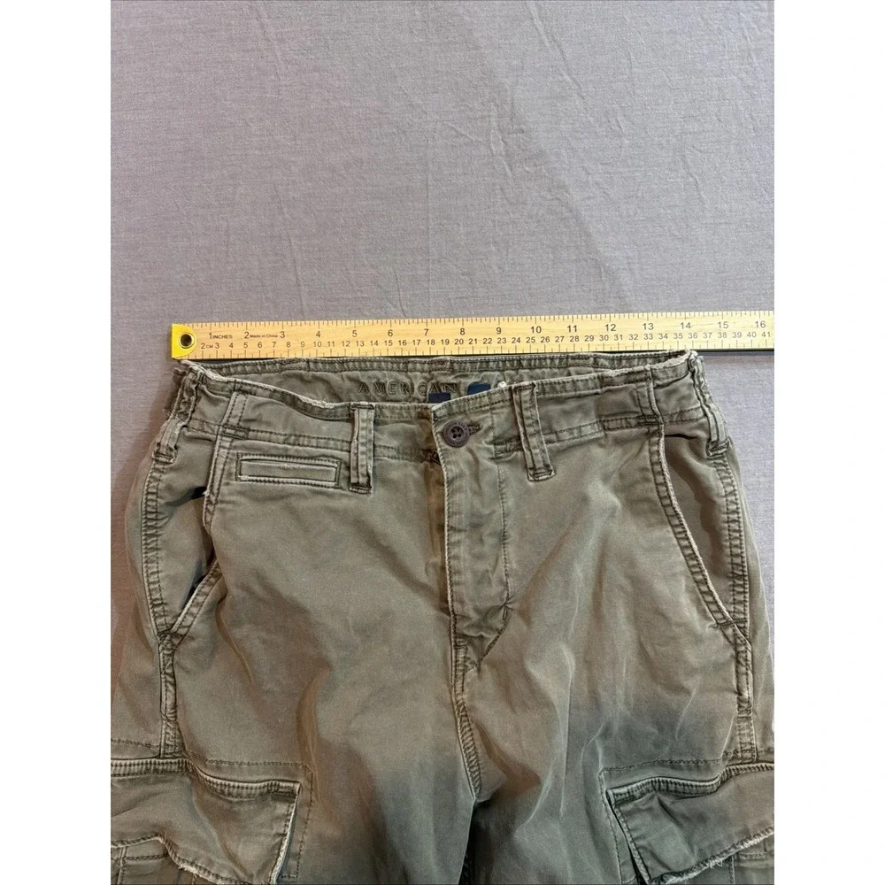 American Eagle Pants Mens 28x30 Slim Lived In Cargo Green Chino Flex Twill